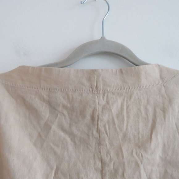 THEORY Organic Crunch Linen Belted Shift Dress Light Wheat - Size 00 - Picture 11 of 16